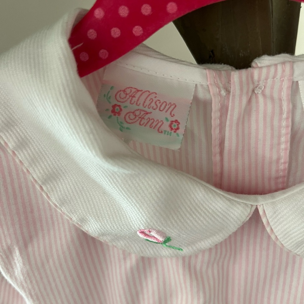 Smocked Pink Striped Kids Dress - Picture 3 of 5